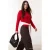 Trendyol Curve Dames Rood Effen Lang Getailleerd Grote maten Blouses