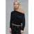 Asymmetrische Kraag Lange Mouw Elastische Gebreide T-Shirt