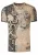 T-shirt met V-hals en all-over skull- en slangprint en suède details