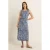 Expresso travelstof midi rok met ceintuur en print – blauw
