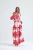 Paisley-print maxi-jurk met strikceintuur en kraag