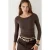 Ronde Hals Geribbelde Lange Mouwen Blouse