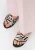 Wittchen Dames leren slippers met dierenprint in zwart en beige, natuurlijk leer