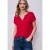 Street One Dames Shirt met gespleten hals en print op de voorkant in Rood