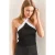 Asymmetrische Kraag Kleur Geblokte Crop Blouse
