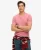 Superdry Mannen Slub-T-shirt met V-hals en Korte Mouwen Roze