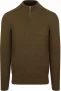 Profuomo Half Zip Pullover Structure Donkergroen