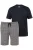 JP1880 Pyjama kort  navy / wit