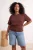 Trendyol Curve Dames Bruin Gestreept Kort Regular fit Grote maten Blouses