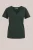 WE Fashion – Dames T-shirt met kant – Regular fit – Donkergroen – Biologisch katoen –