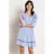 LOLALIZA gestreepte blousejurk broderie blauw