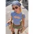 TRENDYOLMİLLA Dames Blauw Gestreept Driekwart mouw Getailleerd T-shirts