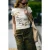 Bedrukt cropped T-shirt met ronde hals