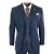 Heren 3-delig marineblauw tweed visgraat vintage klassiek pak