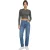 JJXX Feline Slim T-shirt met lange mouwen en cropped pasvorm voor dames (Donkergrijs Melange)