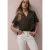 Street One Dames Blouse met korte mouwen in mousseline kwaliteit in Bruin
