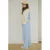 NoBell’ wide leg gestreepte casual broek lichtblauw