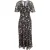 Rode Valentino midi-jurk met V-hals en print in zwarte zijde