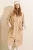 Gestrikte Lange Trenchcoat met Capuchon en Touwsluiting in de Taille