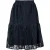 Zwarte rok met kantjacquard – Zachte textuur van polyester, onder de knie, elastische taille