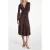Michael Kors Zip Ruch Midi Dress Chocolate