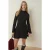 Hoge Hals Flare Mini Jurk