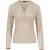 Gebreide, gemêleerde beige top met V-hals