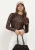 Alix The Label Ladies Knitted Animal Rib Top Dames – Topjes – Bruin –