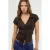 Gestructureerde Gebreide Korte Mouw Shirt met Knopen