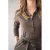 TQ-Amsterdam travelstof midi blousejurk met ceintuur – taupe