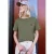 Street One Studio Dames Shirt met ronde hals en geborduurd detail in Groen