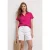Street One Dames Blouse met hangende schouder in linnen in Pink