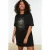 Trendyol Curve Dames Zwart Geometrisch patroon Kort / Mini Kort Casual T-shirt Jurk Grote maten Jurk