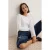 TRENDYOLMİLLA Dames Wit Effen Lang Relaxed fit T-shirts