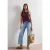 Street One Dames Top met boothals en schouderdetail in Rood