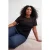 Trendyol Curve Dames Zwart Effen Kort Getailleerd Grote maten Blouses