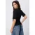 TRENDYOLMİLLA Dames Zwart Effen Kort Getailleerd T-shirts
