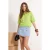 TRENDYOLMİLLA Dames Groen Gestreept Kort Regular fit Blouses