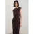 Mango linnen wikkel-/overslagjurk donkerbruin
