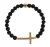 Nialaya Lavasteen Goud Helder CZ Kruis 925 Zilveren Armband