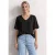 Street One Dames Blouseshirt met korte mouwen en V-hals in Zwart