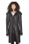 Dames zwarte schapenvacht duffelcoat met capuchon-Ottawa