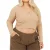 Brave Soul Dames Geribbeld V-Hals Plus Lange Mouwen Crop Top (Taupe)