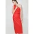 Mango one shoulder midi jurk met linnen – rood