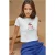 Gedrukte Regular Fit Crew Neck 100% Katoenen Crop T-shirt