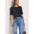 Street One Dames Basic Shirt met ronde hals in Unifarbe in Blauw