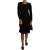 Dolce & Gabbana Dameszwarte Gebreide Wollen Sheath Jurk met Lange Mouwen