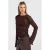 America Today kanten semi-transparante top met ruches – dark brown