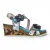 Laura Vita Bonito 32 damessandalen met sleehak, turquoiseblauw met bloemenprint, gemaakt van leer.