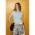 Geribde cropped blouse met knopen